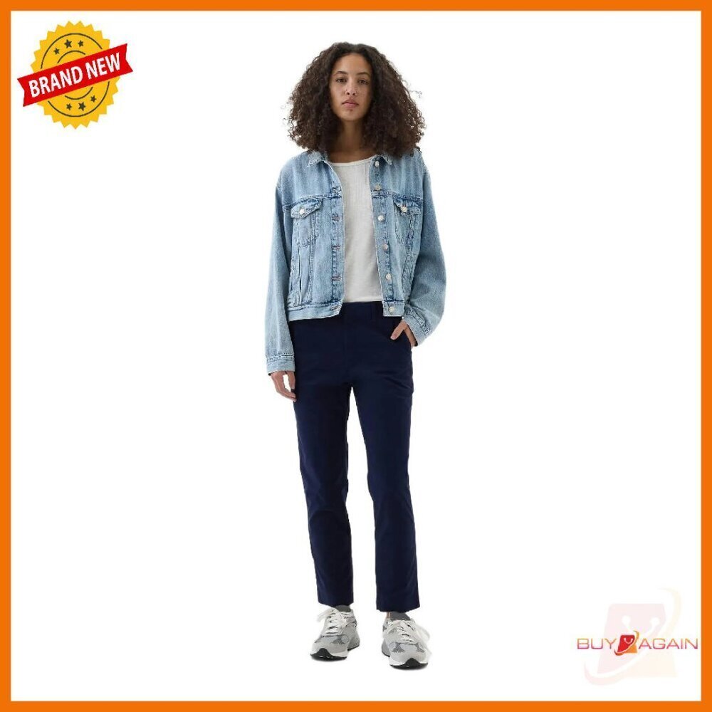 Stretch Twill Khaki Pants Mid-Rise Tailored Fit Work Casual